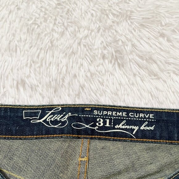 Women Levi's Supreme Curve Skinny Boot Cut Flare Jeans in Dark Blue Size 31x32 - Picture 7 of 9